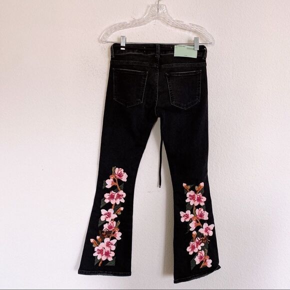 OFF-WHITE Diag Cherry flared jeans Vietag black Multi- Made in Italy 25” - Picture 7 of 11